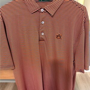 Robert Trent Jones Striped Auburn Polo Shirt - Orange and Navy